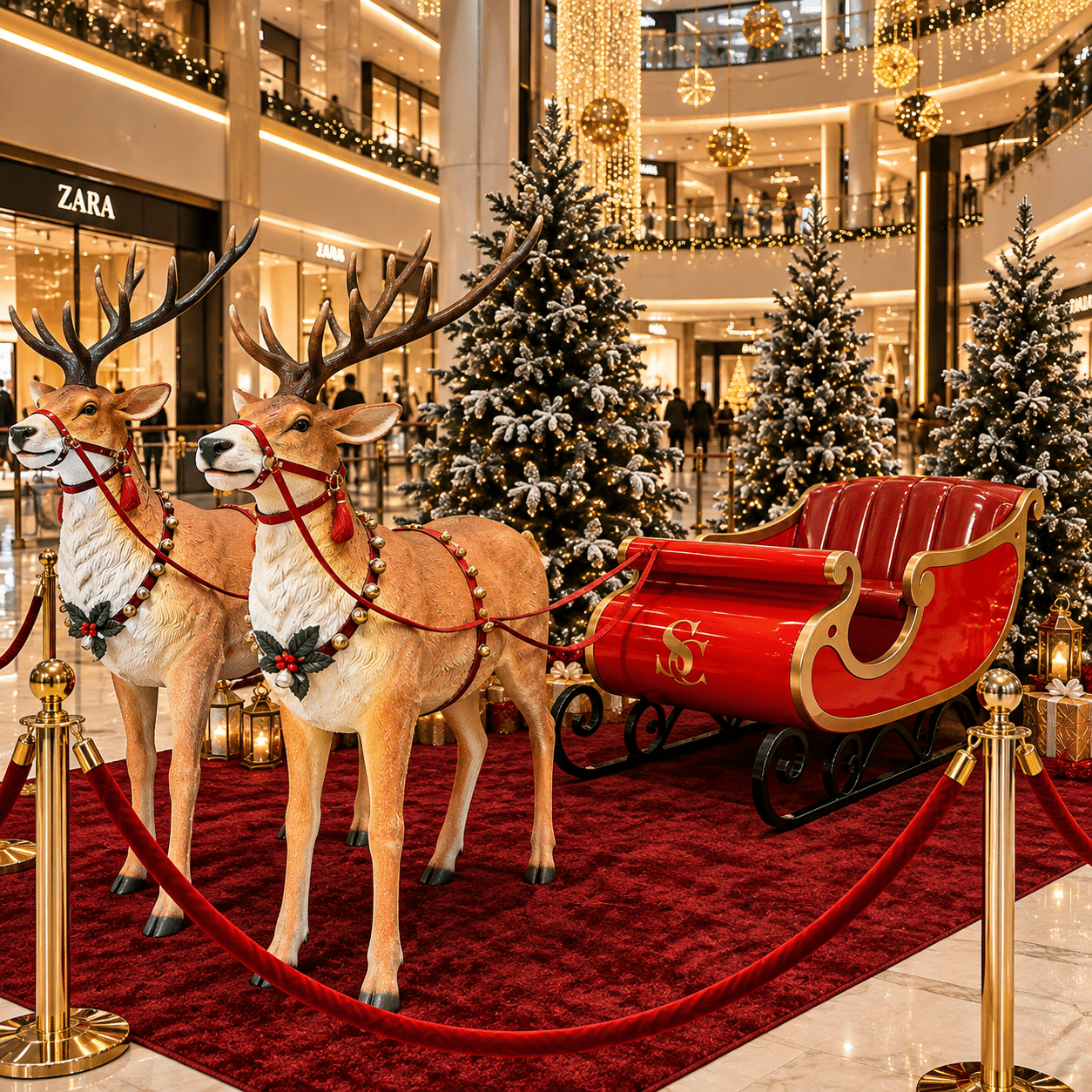 Kerstdecoratie Kerstslede met rendieren huren doe je bij verhuurbedrijf KWADRAAD (1)