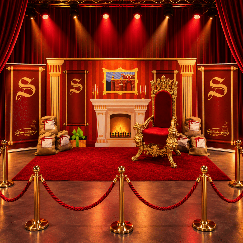 Sinterklaasdecor huren met troon en sinterklaasachterwand